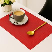 Lugar Americano Retangular Mesa PVC Vermelho Executivo 30x45cm Em Casa Tem