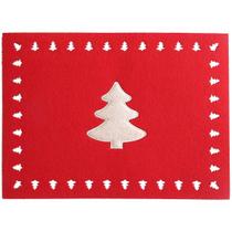 Lugar americano retangular vermelho de natal com árvore grande para mesa posta de ceia toalha americana natalina avulso
