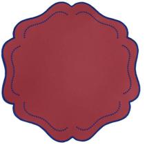Lugar Americano Vermelho Bordado Redondo Decortextil-Un Lugar Americano Vermelho Bordado Redondo Decortextil-Un