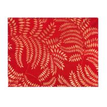 Lugar Americano Vermelho Com Folhas Douradas E Bordado Lugar Americano Vermelho Com Folhas Douradas E Bordado