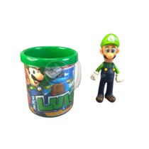 Luigi Articulado 13cm + Caneca 350ml - Kit Super Mario