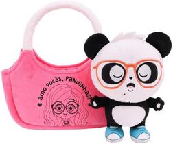 Luluca panda na bolsinha olhos fechados oculos laranja