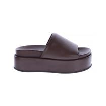 Luma - Flat Tamanco Couro Legítimo Marrom