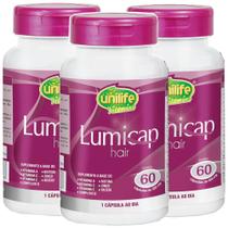 Lumicap Hair fortalecimento capilar 60 cápsulas 500mg Kit com 3 - Unilife