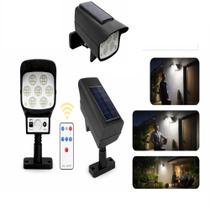 Luminária 100% Solar Externa Refletor 63 LEDs SMD Sensor Presença Iluminação Automática Garagem Jardim Corredor Fachada