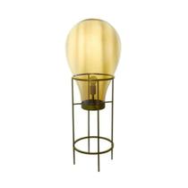 Luminaria 108cm Suporte Metal Dourado Cupula Ambar