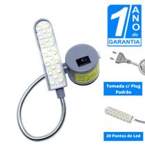 Luminária 20 Led Lâmpada Maquina Costura Tomada - Bivolt