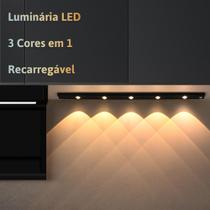 Luminária 3 Cores LED Sensor De Movimento Luz Recarregável USB Cozinha Armário Roupeiro - Casa Total Decor