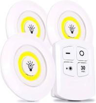 Luminária 3 Lâmpadas de Led Spot Branco frio 6500k Sem Fio Com Controle Remoto