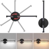 Luminária 31Cm Barra Linear Led 3 Cores Giro 330 Graus Metal