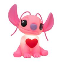 Luminária 3D Angel Stitch com Coração Disney Oficial Bivolt Abajur LED para Decoração Infantil, Quarto de Bebê e Criança, Presente Criativo e Fofo