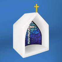 Luminaria 3d capela oratoria - vitral azul - DECORFUN
