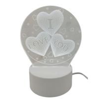 Luminária 3D Embuled 3 cores I Love You