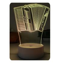 Luminária 3d Led 16 Cores Acordeom Músico Sanfona Decoração Criativa Luminária 3d Led 16 Cores Acordeom Músico Sanfona Decoração Criativa