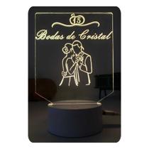 Luminária 3d Led Bodas de Cristal 15 Anos Casamento Presente Criativo