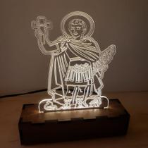 Luminária 3d Led Santo Expedito - Laminado Mogno 15cm