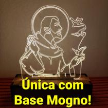 Luminária 3d Led São Francisco - Base Laminado Mogno 15cm - By Hands