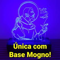 Luminária 3d Led São Francisco - Base Laminado Mogno 15cm - By Hands