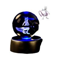 Luminária 3D Pokémon - Pikachu, Gengar, Mew, Mewtwo - Base de Cristal Pokebola