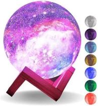 Luminária 3D Universo Lua Galáxia Touch Lâmpada Led 16 Cores Abajur Decoração - LEHMOX