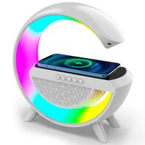 Luminária 4 em 1 Carregador sem fio caixa de som bluetooth G SPEAKER led RGB controles por aplicativo