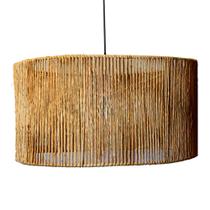 Luminaria 50cm Redonda Rústica Pendente de Teto Grande Lustre Fibra Natural Palha Sisal Boho Chic