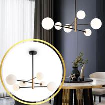 Luminária 6 Globos Vidro 85x48cm Jabuticaba Sputnik Metal Lustre Teto Gimpo KJDD-E-538-PRETO-6 Luminária 6 Globos Vidro 85x48cm Jabuticaba Sputnik Metal Lustre Teto Gimpo KJDD-E-538-PRETO-6