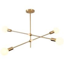 Luminária 75cm x 59cm Pendente Metálico 4 Bocais E27 Lustre Teto Gimpo KJDD-E-505-GOLD-4