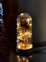Luminária A Rosa Encantada Dourada Luxo Presente para namorada