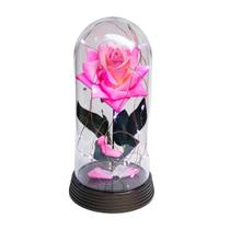 Luminária A Rosa Encantada Rosa Rosa 20 Cm Base Ouro Frio