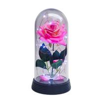 Luminária A Rosa Encantada Rosa Rosa 20 Cm Base Preta Frio