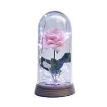 Luminária A Rosa Encantada Salmão 20 Cm Base Ouro Frio