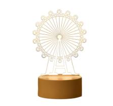 Luminária Abajur 3D Led Roda Gigante Decoração e luz Noturna Branca Parque Diverções Luminária Abajur 3D Led Roda Gigante Decoração e luz Noturna Branca Parque Diverções