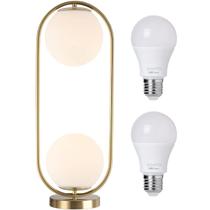 Luminária Abajur 43x20cm Jabuticaba 2 Globos KJTD-697-GOLD Gimpo + 2 Lâmpadas 9W LED Bivolt