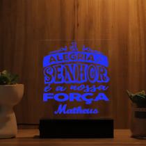 Luminária Abajur A Alegria do Senhor e a Nossa Força LED Azul Luminária Abajur A Alegria do Senhor e a Nossa Força LED Azul