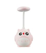 Luminária Abajur Ajustável Coruja Rosa Claro 25cm