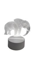 Luminária Abajur Animal Elefante Acrílico Led 3d Mesa Quarto Namorado Presente Mãe Pai Filho Avo Namorada Ilusão Optica