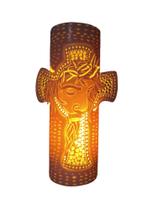 Luminária Abajur Artesanal Sagrada Face de Cristo-Cruz (PVC)- L&T ARTESANATOS
