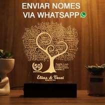 Luminária Abajur Árvore Da Vida Bodas LED Amarelo