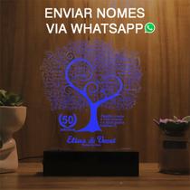 Luminária Abajur Árvore Da Vida Bodas LED Azul