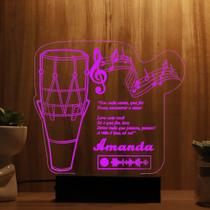 Luminária Abajur Atabaque Spotify LED Rosa