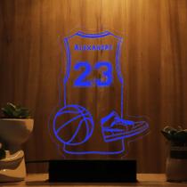 Luminária Abajur Basquete com Trófeu LED Azul