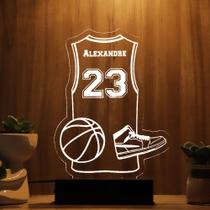 Luminária Abajur Basquete com Trófeu LED Branco