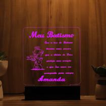 Luminária Abajur Batismo LED Rosa Luminária Abajur Batismo LED Rosa