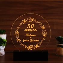 Luminária Abajur Bodas de Ouro LED Amarelo