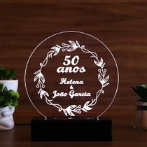 Luminária Abajur Bodas de Ouro LED Branco