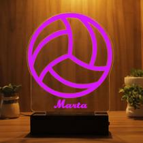 Luminária Abajur Bola de Vôlei LED Rosa