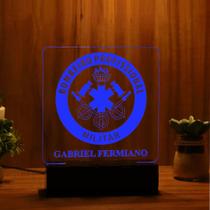 Luminária Abajur Bombeiro Militar LED Azul