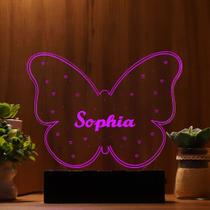 Luminária Abajur Borboleta LED Rosa