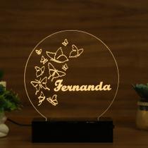 Luminária Abajur Borboletas Voando LED Amarelo